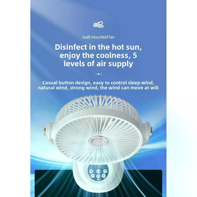 Вентилятор-міні портативний акумуляторний на прищіпці M9 з регулюванням швидкості та USB зарядкою White (M9 White) - фото 5