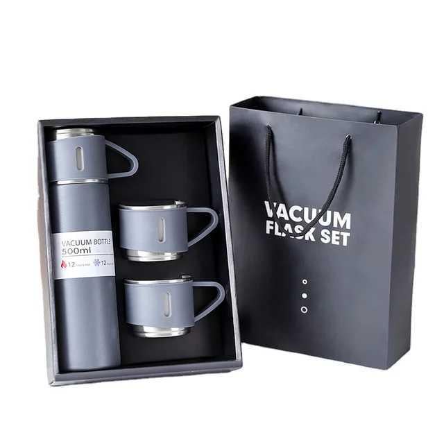 Термос Vacuum Flask Set 500 мл з 3 чашками Сірий (10629705)