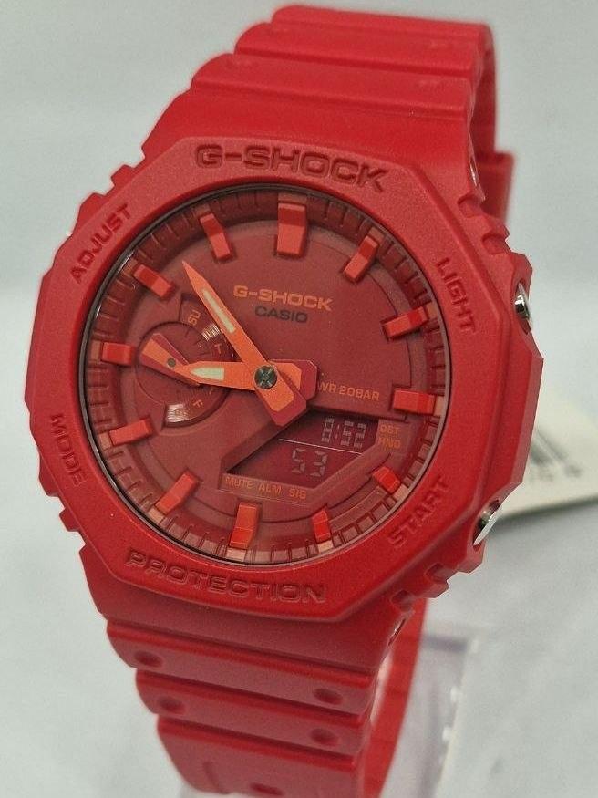 Наручные часы мужские Casio G-Shock GA-2100-4A ударопрочные с карбоновым корпусом/водозащитой 200 м/подсветкой Красный (3050772569)