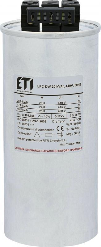 Конденсатор трехфазный ETI LPC-DW 20 кВАр 440 В (4656862)