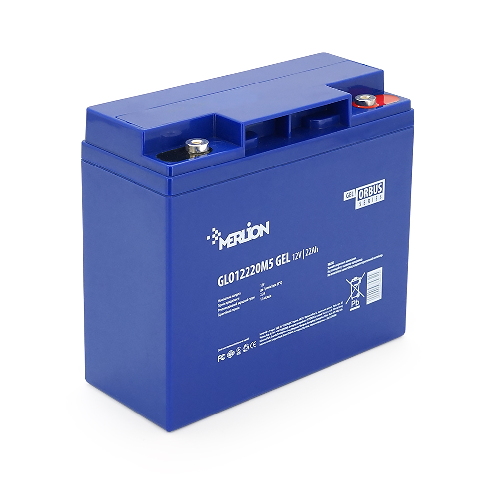 Аккумуляторная батарея AGM Merlion orbus glo12220m5 12v 22ah 180x78x165 мм 4,5 кг Синий (YUT_V10418) - фото 1