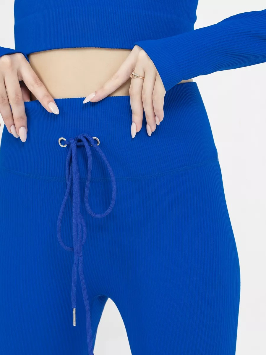 Лосины спортивные рубчик для тренировок однотонные с высокой талией бесшовные S Синий (70069S) - фото 6 Лосины спортивные рубчик для тренировок однотонные с высокой талией бесшовные S Синий (70069S) - фото 6