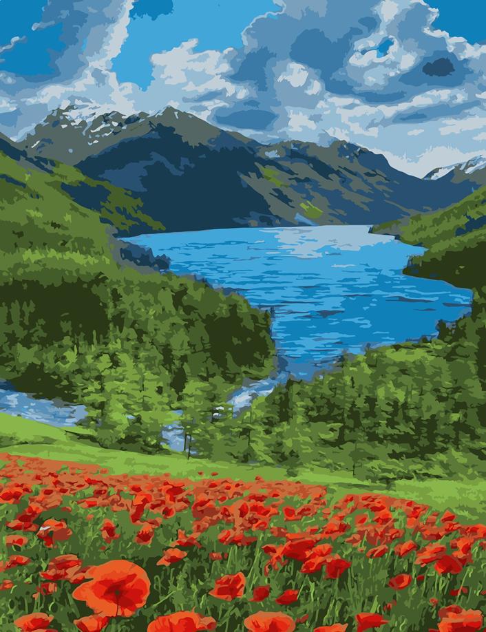 Картина по номерам ArtStory Маки в горах 50x65 см (AS1100)