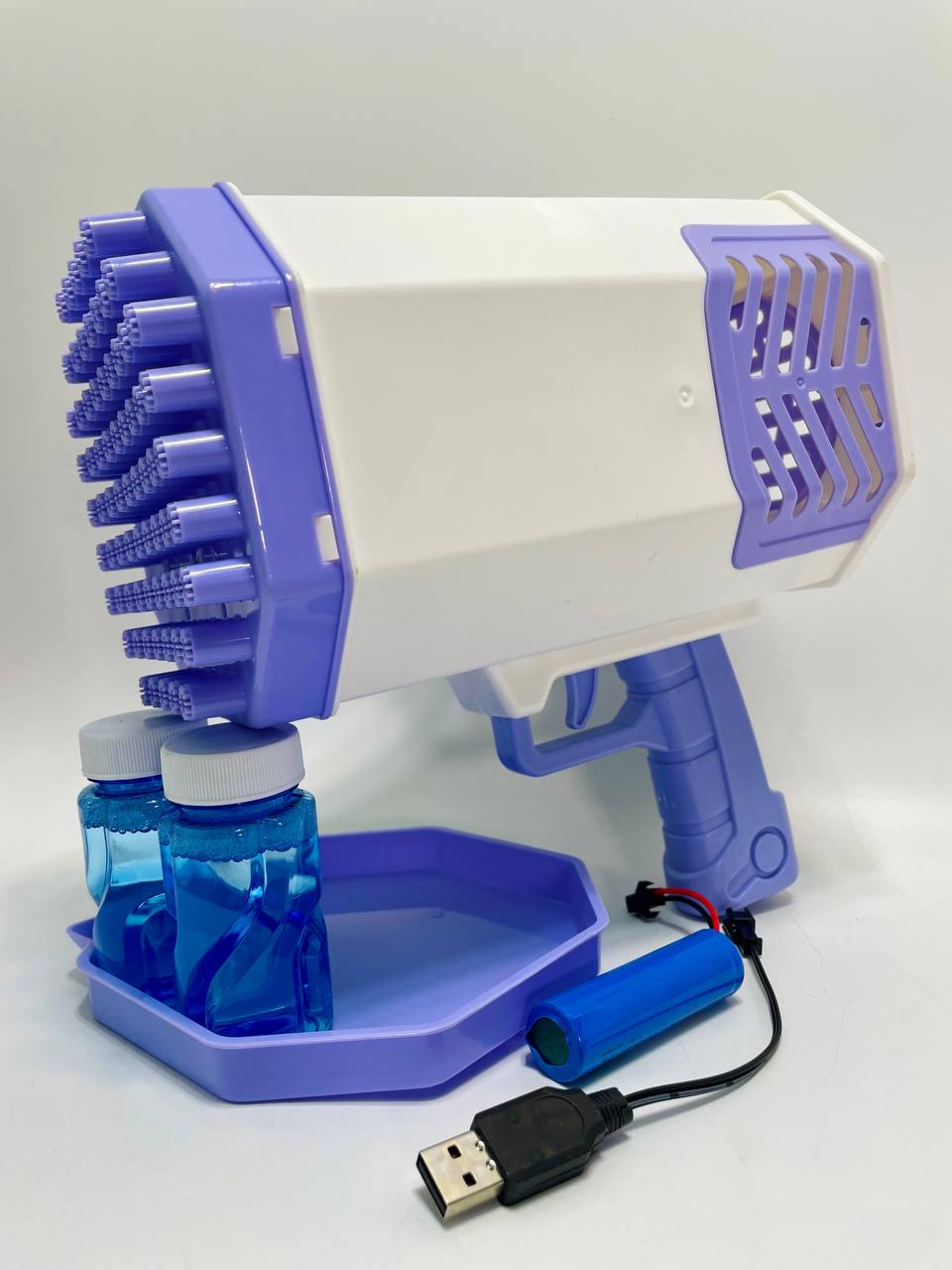 Пистолет с мыльными пузырями WToys 69 отверстий/цветная подсветка/автоматический принцип/аккумулятор Пистолет с мыльными пузырями WToys 69 отверстий/цветная подсветка/автоматический принцип/аккумулятор