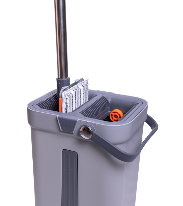 Комплект для уборки швабра плоская и ведро с 2 отсеками с отжимом Серый (HP-35015-20) - фото 4 Комплект для уборки швабра плоская и ведро с 2 отсеками с отжимом Серый (HP-35015-20) - фото 4