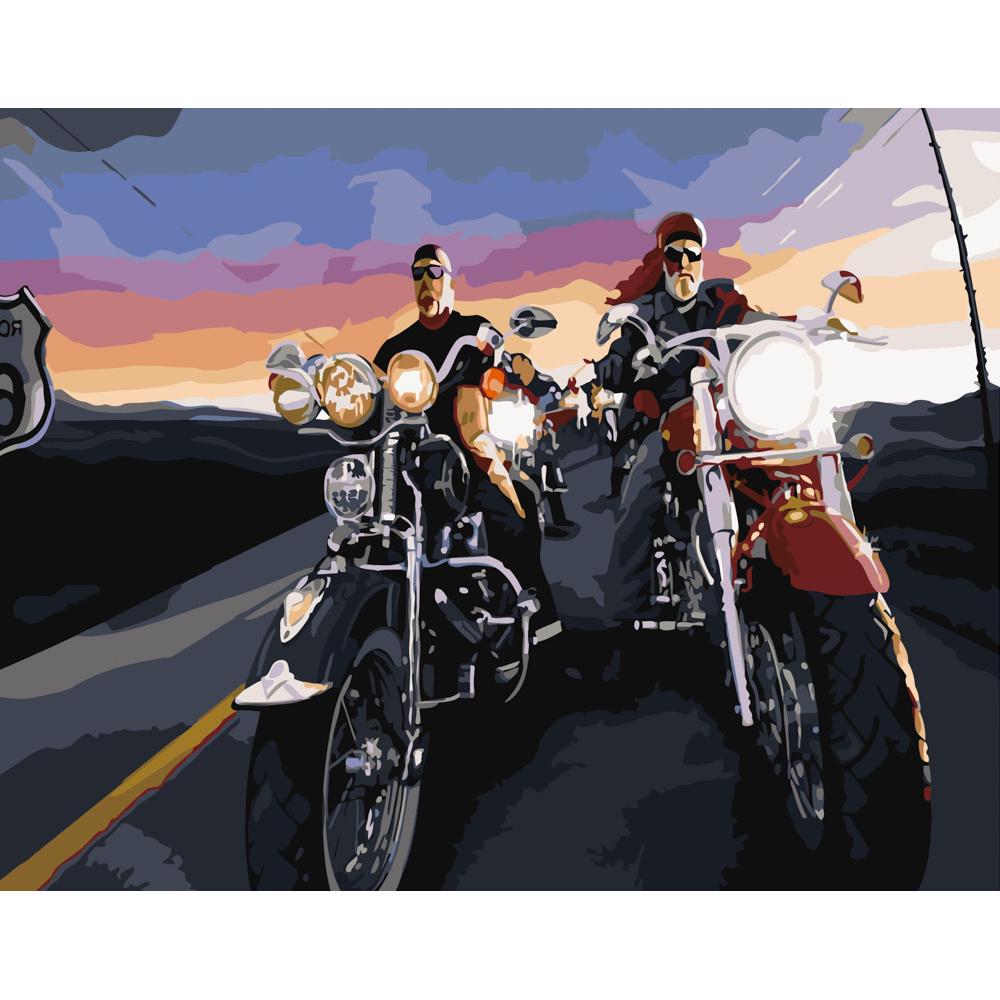 Картина по номерам Strateg Премиум Брутальные байкеры 40х50 см (GS395)