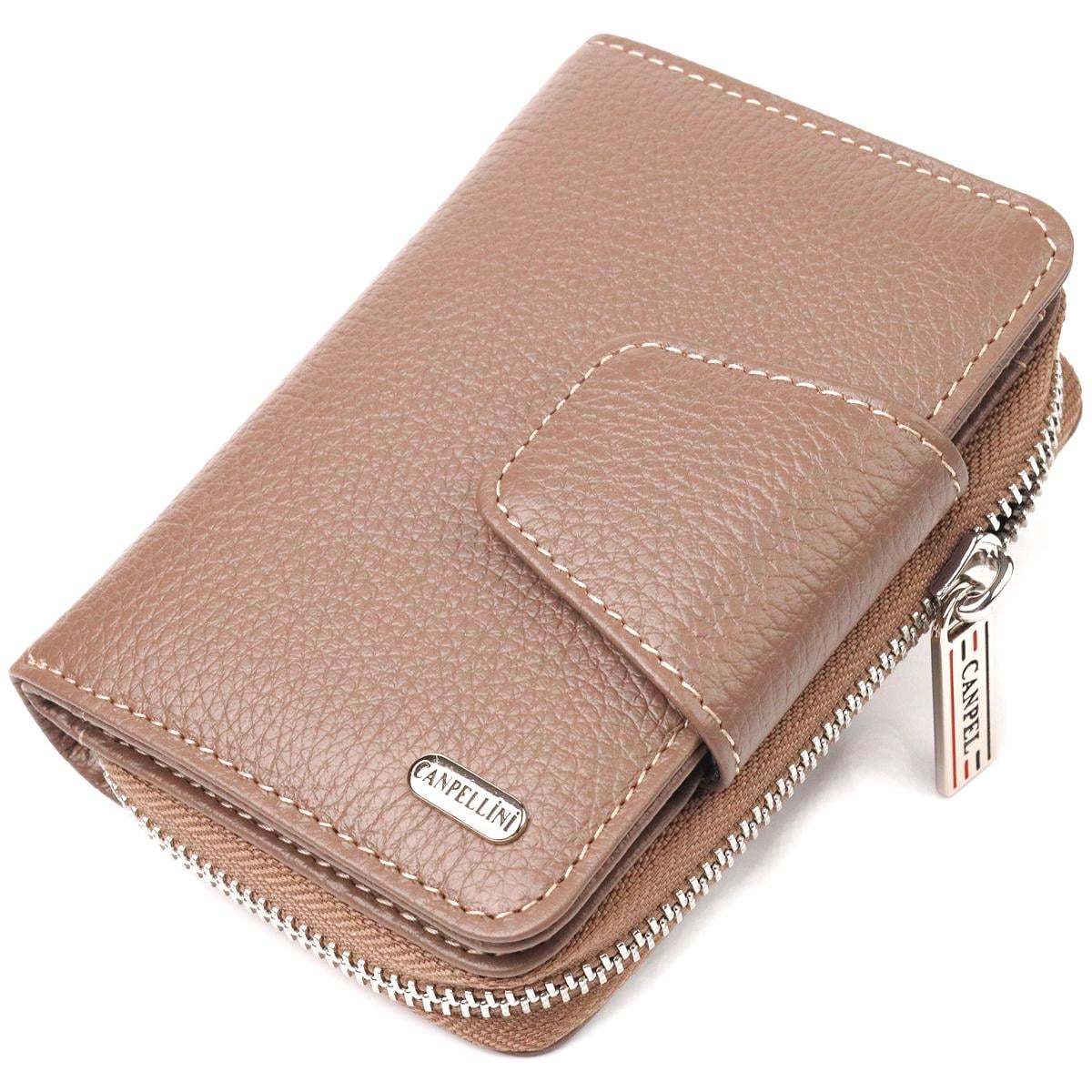 Портмоне женское из натуральной кожи флотарий Canpellini Wallet 21606 с монетницей на молнии Бежевый (55386) Портмоне женское из натуральной кожи флотарий Canpellini Wallet 21606 с монетницей на молнии Бежевый (55386)