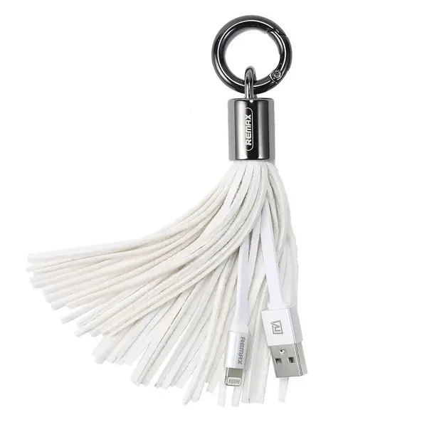 Кабель Remax RC-053i USB Lightning Tassel Ring 15 см Белый (6954851260158)