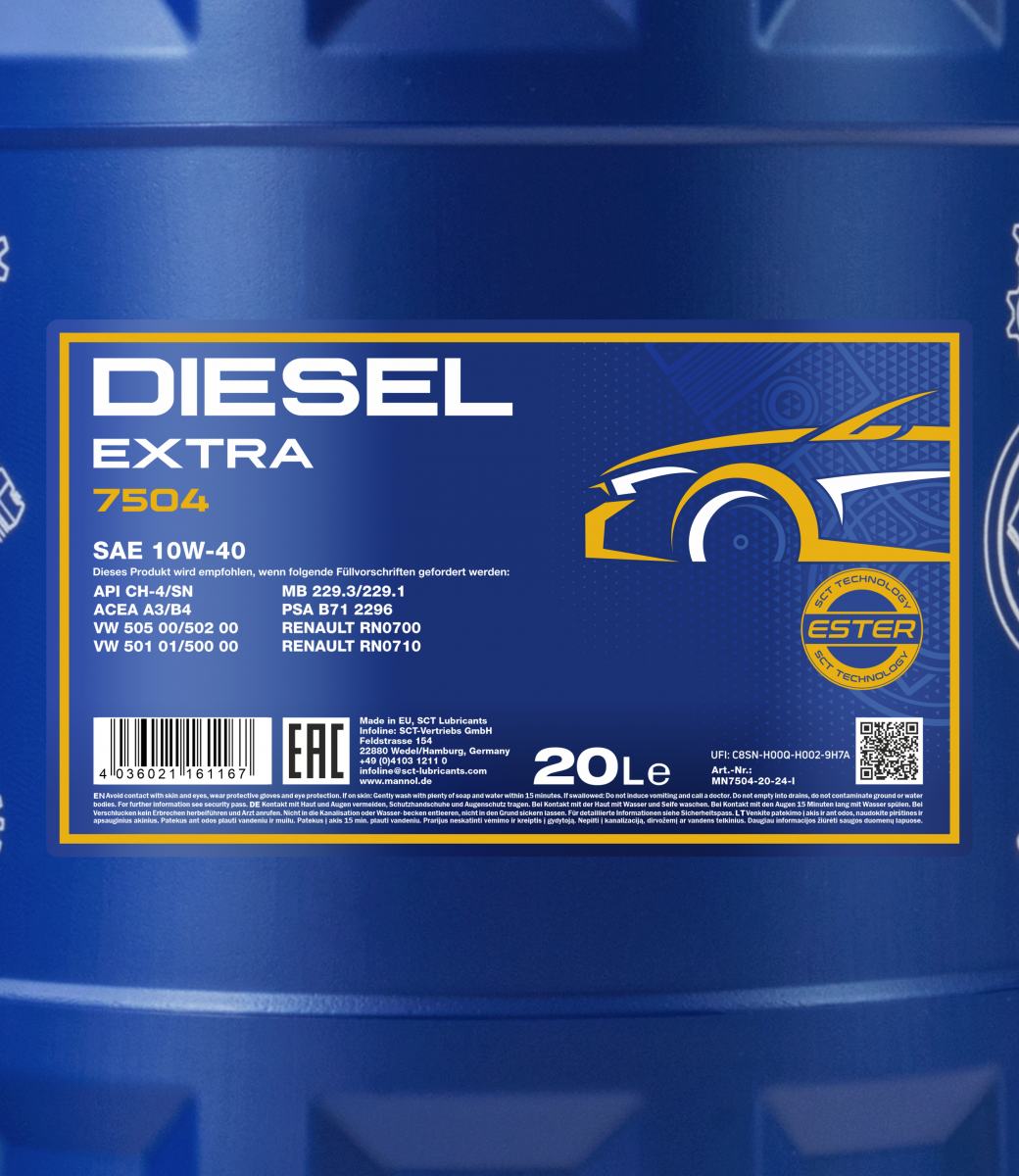Моторне масло Mannol 7504 DIESEL EXTRA 10W-40 20 л (MN7504-20) - фото 2 Моторне масло Mannol 7504 DIESEL EXTRA 10W-40 20 л (MN7504-20) - фото 2