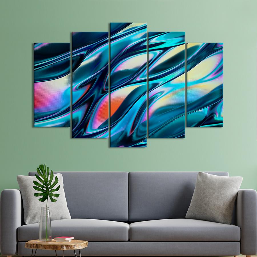 Картина Абстракция Синий металлический узор 137x85 см (A905-5)