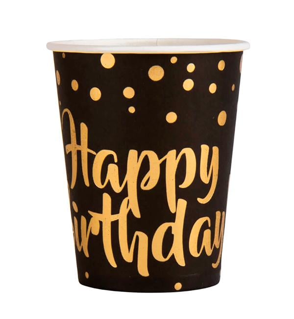 Паперові склянки Happy Birthday 10 шт. 250 мл Black (12337505)