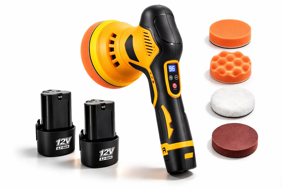 Полірувальна машинка 1250W 12V акумуляторна з 2 АКБ та набором насадок (32633274)