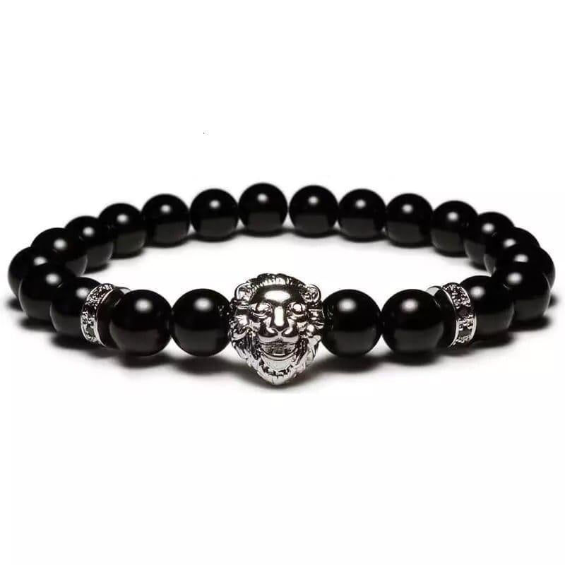 Браслет з агата з левом та дисками р. 19 (50030) Браслет з агата з левом та дисками р. 19 (50030)