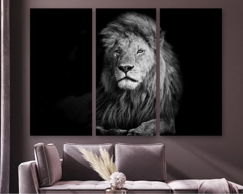 Модульная картина на холсте KIL Art Гордый лев из трех частей 78x48 см (M3_M_248)