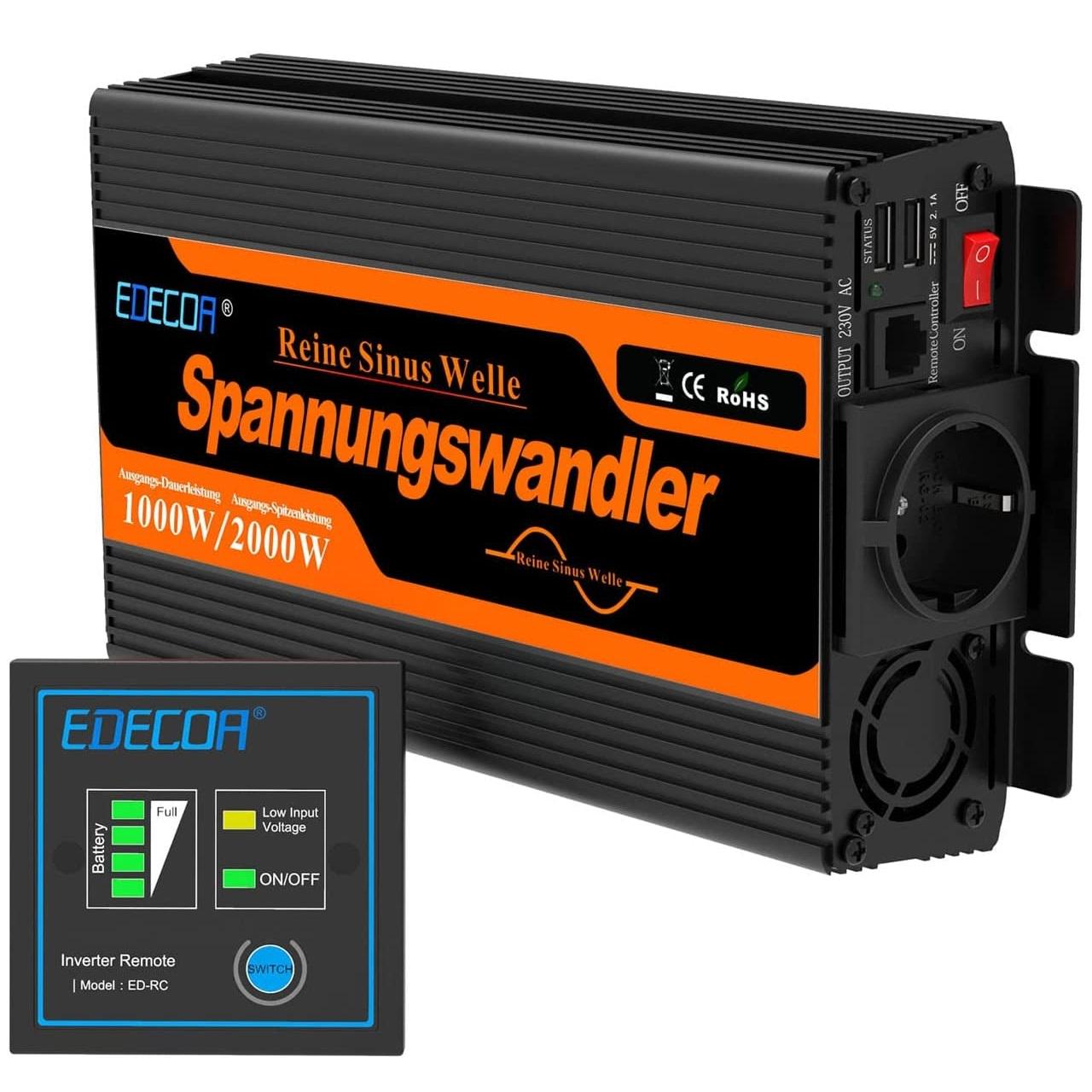 Преобразователь напряжения Edecoa Spannungswandler 12-230 v/1000/2000 w - фото 1 Преобразователь напряжения Edecoa Spannungswandler 12-230 v/1000/2000 w - фото 1