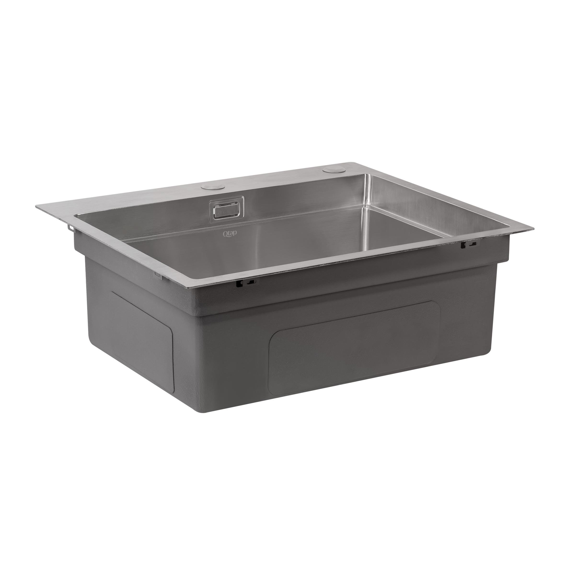 Набор 3в1 Q-tap Кухонная мойка DH6050 3,0/1,2 мм Satin с сушилкой и дозатором для моющего средства