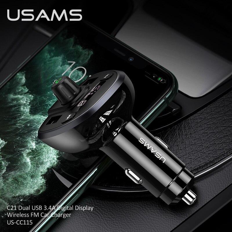 ФМ модулятор USAMS C21 US-CC115 with Bluetooth FM Transmitter 2USB 3.4A Black - фото 6