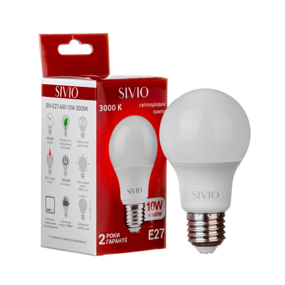 ᐉ Лампа LED SIVIO Е27 А60 теплая 10 W 3000К Белый