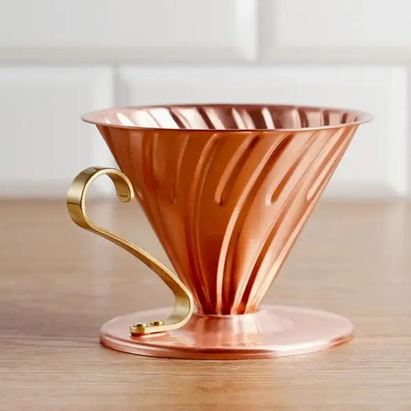 Пуровер металлический из меди Hario V60 02 для ручной заварки кофе на 4 порции 400 мл (VDPC-02CP)