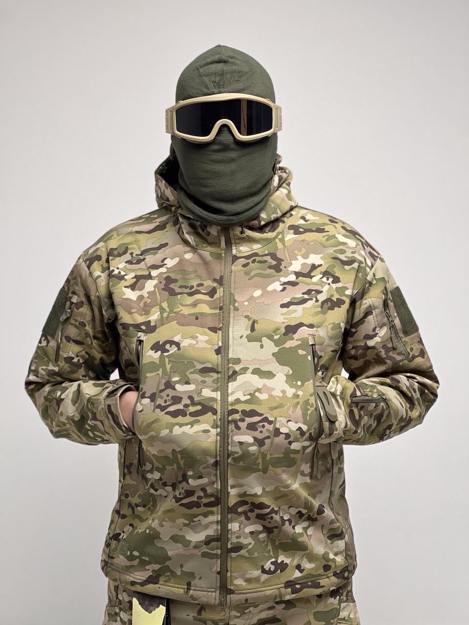 Куртка военная зимняя Softshell ХХХL Зеленый мультикам - фото 3