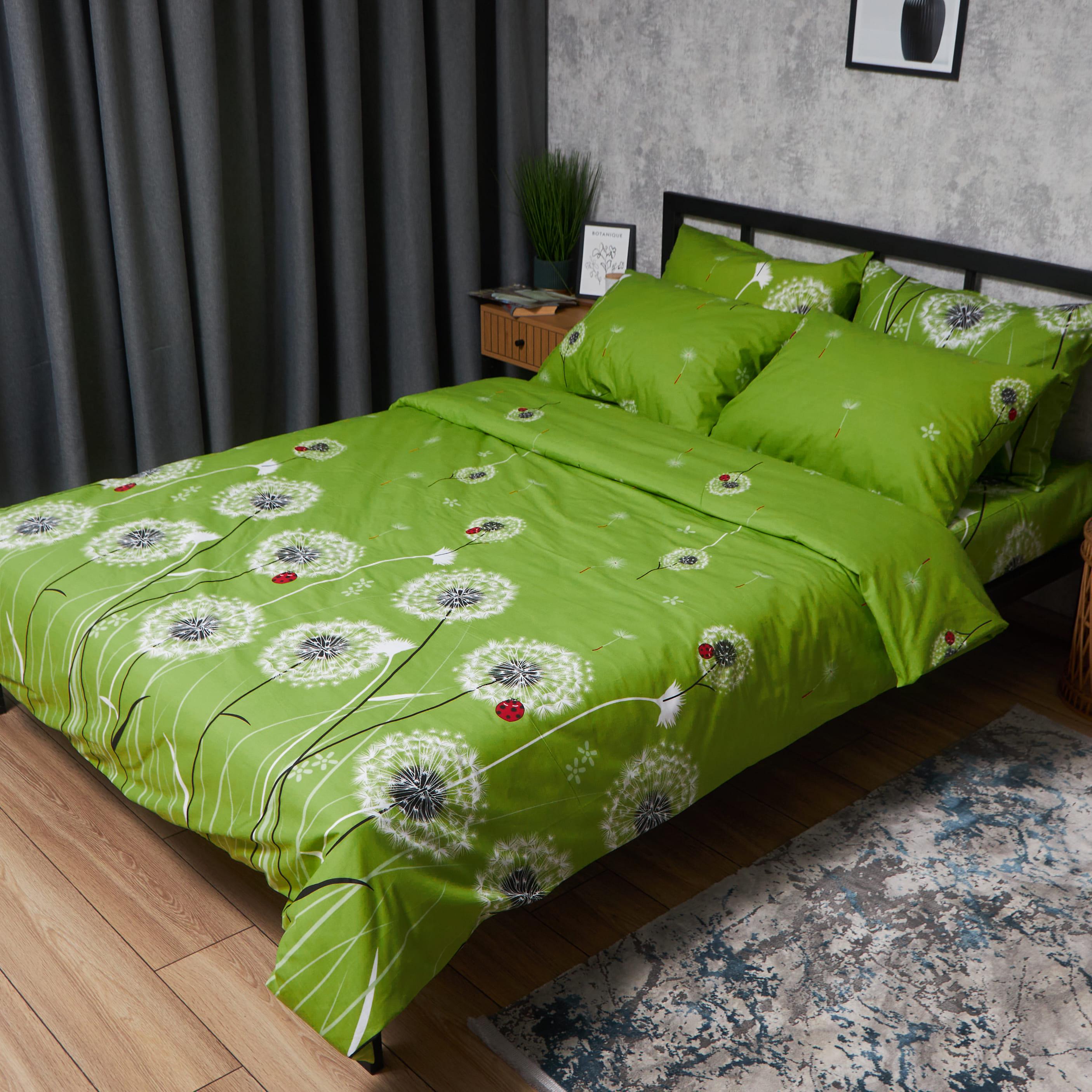 Комплект постельного белья Moon&Star Бязь Gold Люкс Green Harmony наволочки 2 шт. евро 200х220 см (MS-820006382)