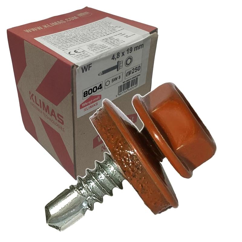 Саморез кровельный по металлу Klimas Wkret-Met RAL 8004 4,8x19 мм 250 шт.