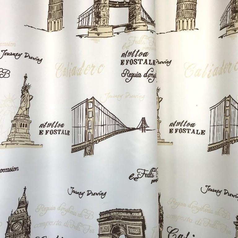 Готовые шторы ALBO с принтом Города 150x270 см 2 шт. Бежевый - фото 4