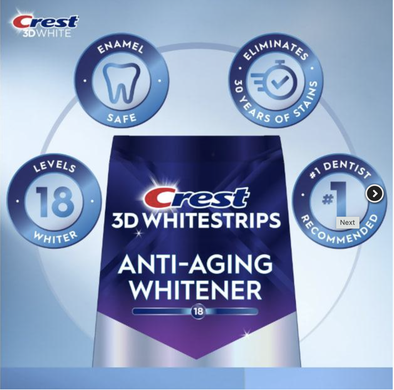 Отбеливающие полоски для зубов Crest 3D Whitestrips Anti-Aging Whitener 14 уп./28 полосок - фото 3