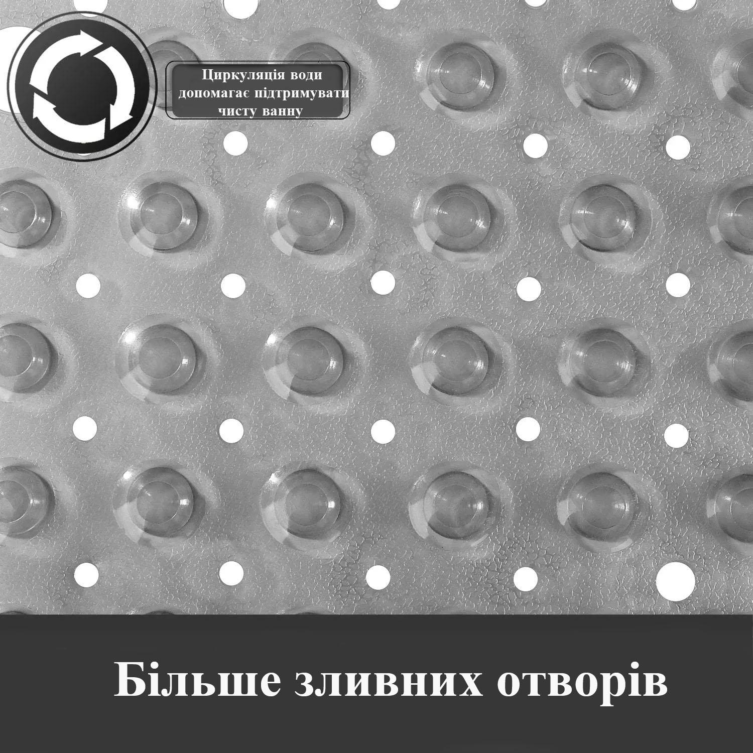 Килимок для ванни силіконовий нековзний Bathlux на присосках 52х53 см Сірий - фото 4