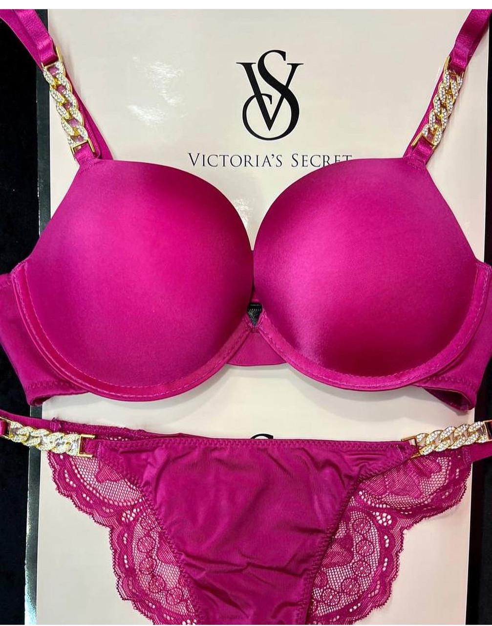 Комплект жіночої нижньої білизни Victoria's Secret з принтом 75B-S Фуксія (8074) - фото 5 Комплект жіночої нижньої білизни Victoria's Secret з принтом 75B-S Фуксія (8074) - фото 5