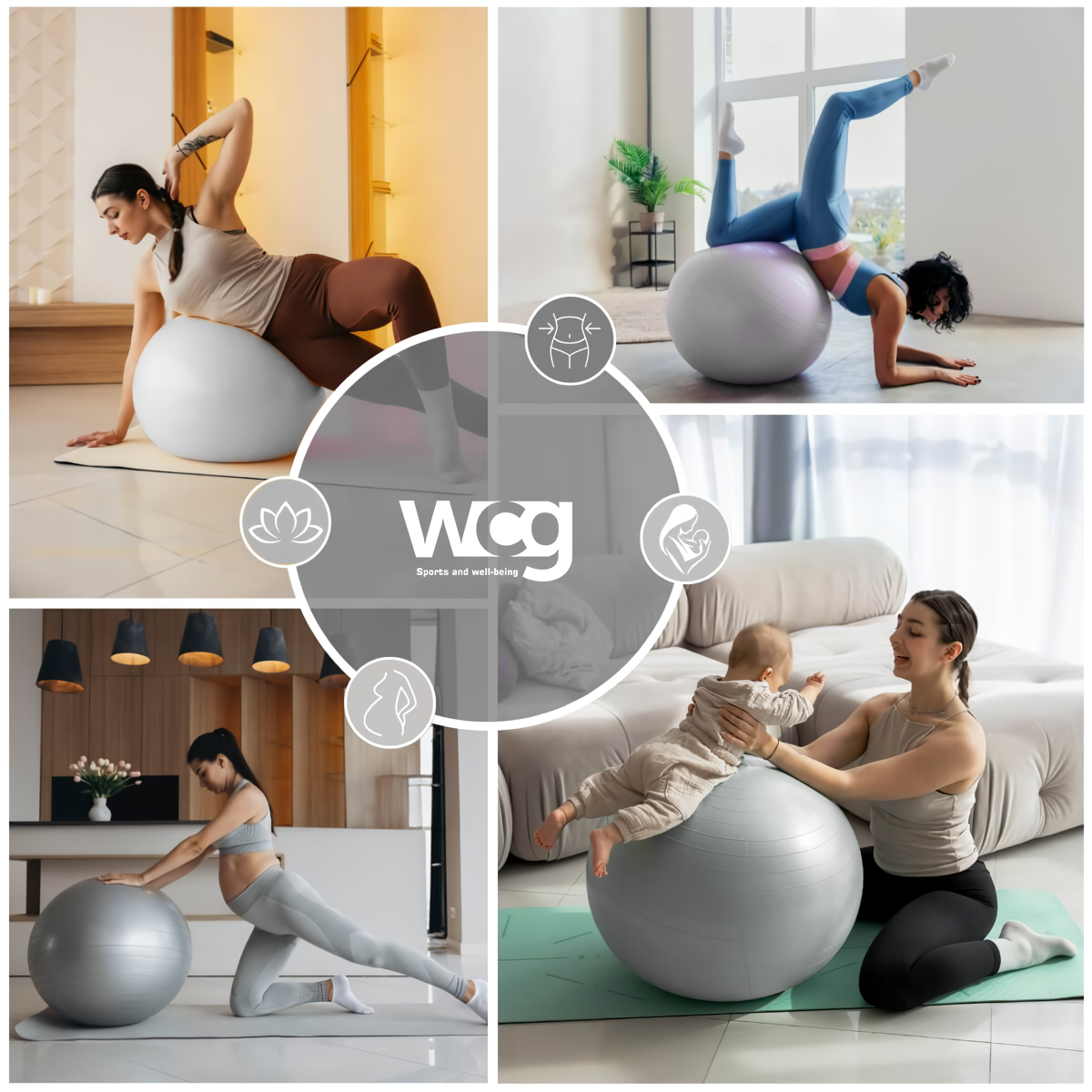 Фитбол WCG Anti-Burst с насосом 75 см до 250 кг Серый - фото 8