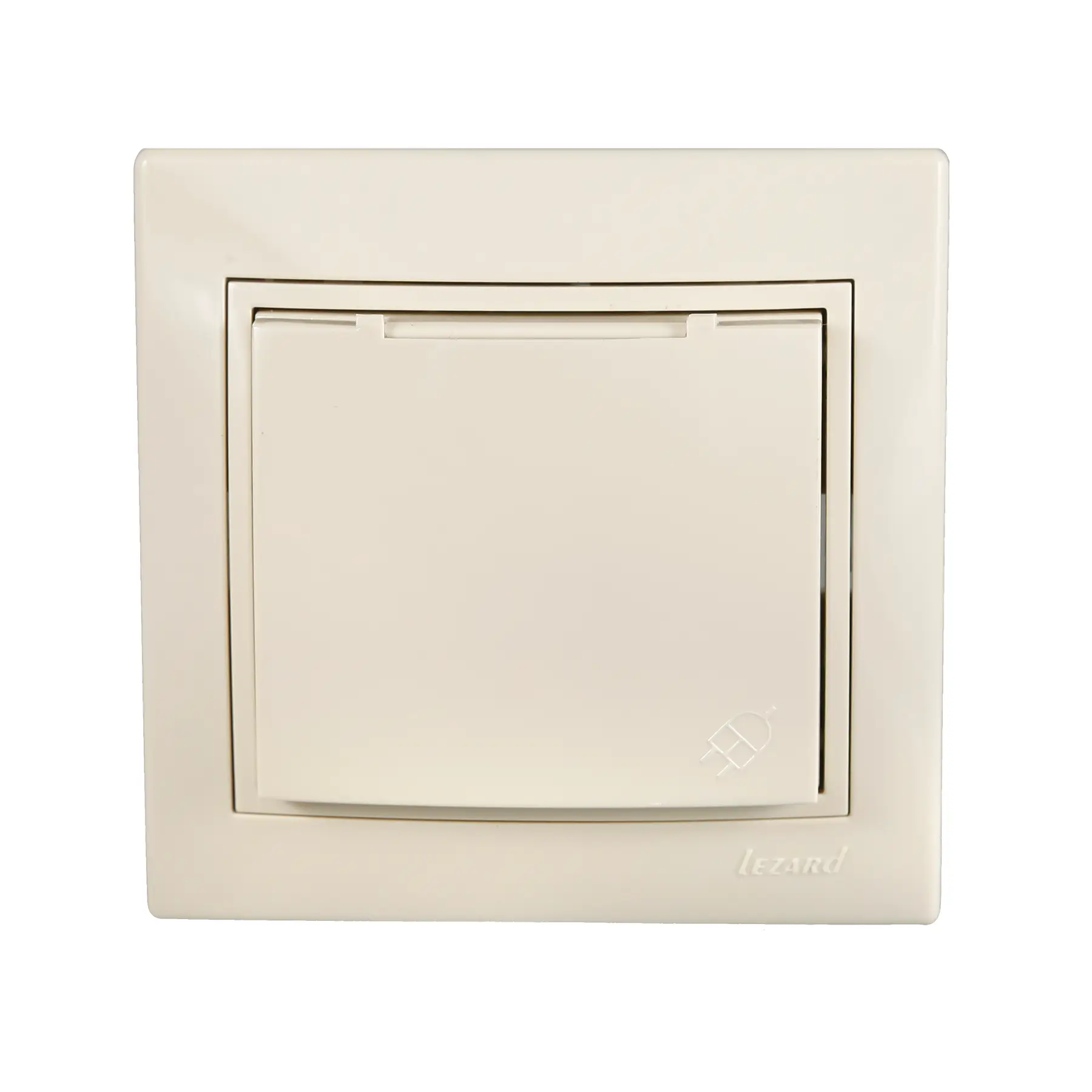 Розетка Lezard Mira 1-я с заземлением и крышкой Кремовый
