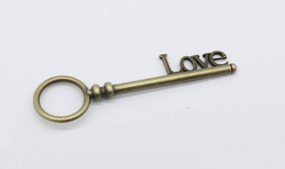 Подвеска металлическая декоративная Ключ Love 8х2,5 см Бронзовый (320573525)