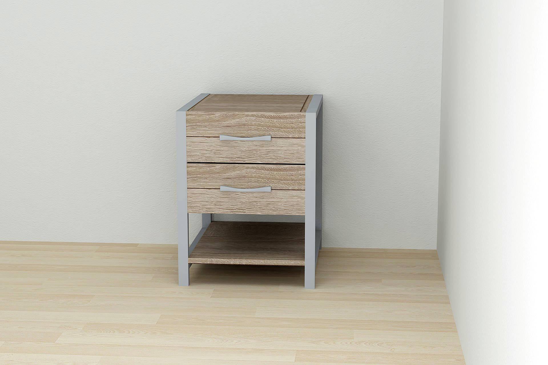 Тумба универсальная Ferrum-decor Вивьен 2/1 ДСП 16 мм 50x41x40 см Серый/Дуб Сонома Трюфель (FRD-104184)