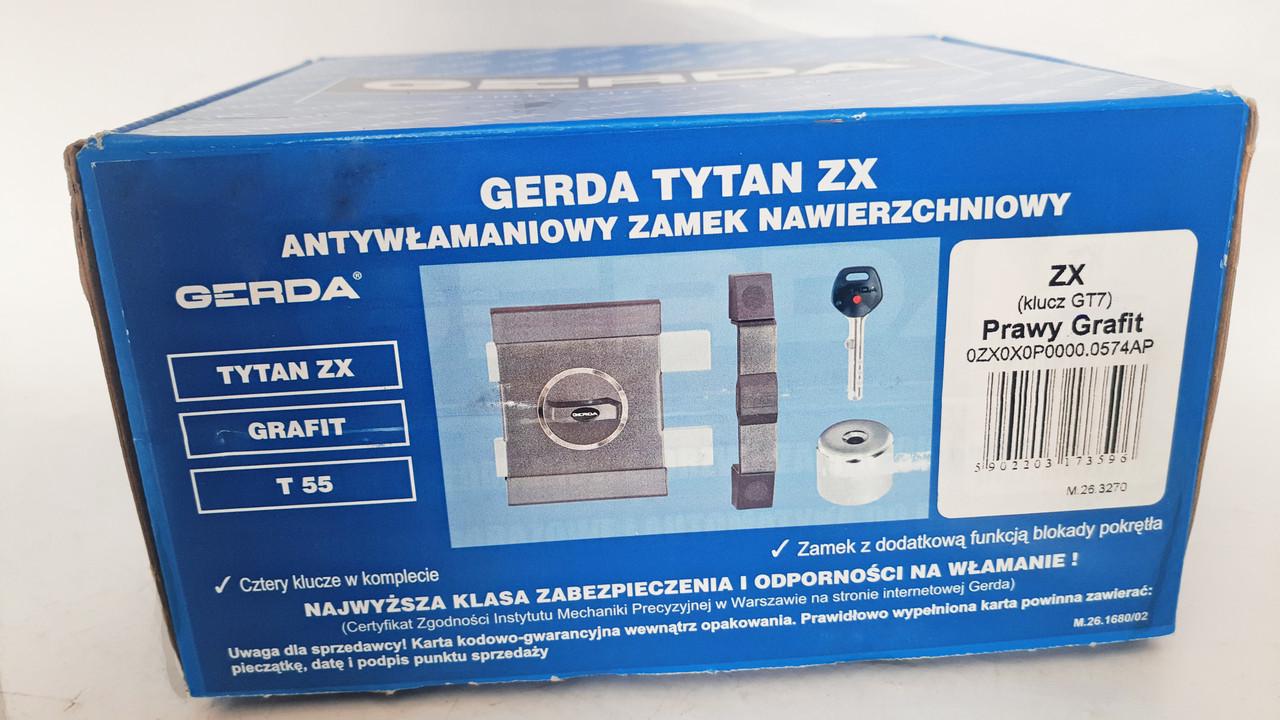 Замок накладний Gerda Tytan ZX GT7 ключ 125 мм Графітовий (00000900) - фото 10