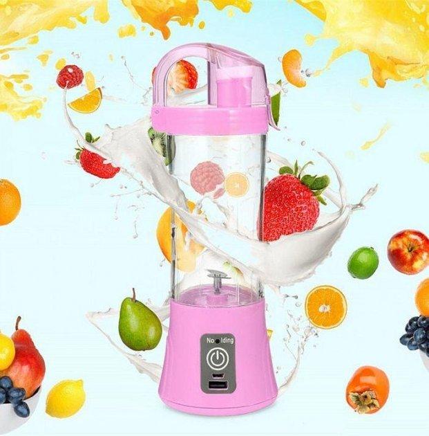 Блендер фітнес з поїлкою Juice Smart Cup Fruits QL-602 2 ножа Рожевий (1167) - фото 2