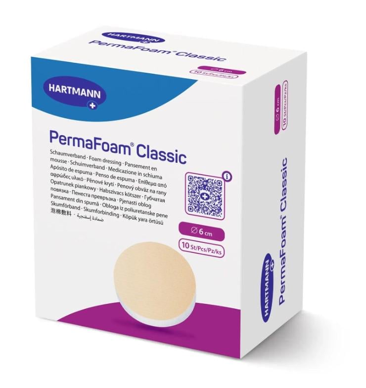 Повязка круглая губчатая PermaFoam Classic Ø 6 см