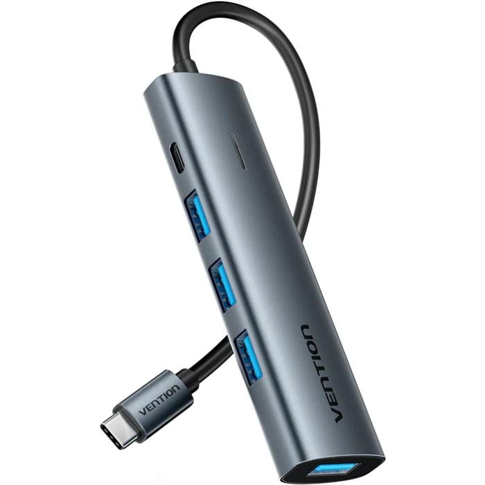 USB-хаб Vention USB 3.0 Type-C to 4xUSB 3.0/1xUSB-C 5Gbps Black (TGZHB)