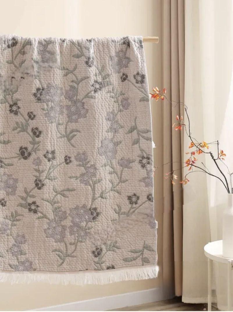 Полотенце для лица муслиновое Malloory Home Цветы 50х100 см Бежевое (2704)