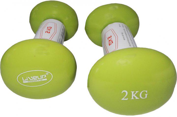 Гантелі вінілові пари LiveUP Vinyl Dumbbell Egg Head 2х2 кг Салатовий (LS2001-2) - фото 1