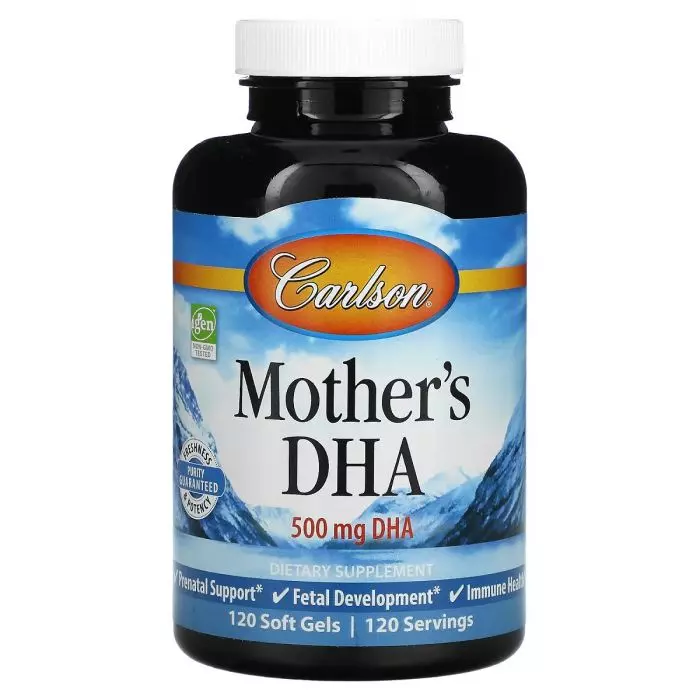 Вітаміни DHA для матерів-годувальниць та вагітних Carlson 500 мг 120 желатинових капсул (CL01561)