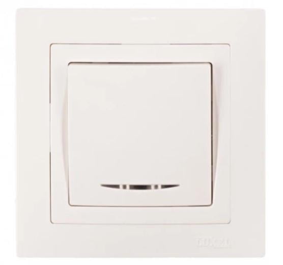 Выключатель одинарный Luxel Bravo с подсветкой внутренний Белый (5005)
