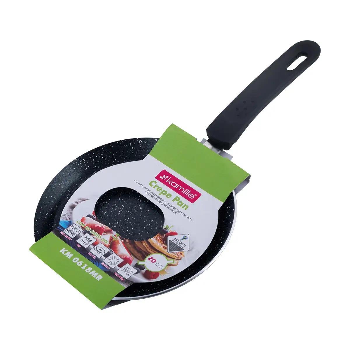 Сковорода для блинов Kamille с мраморным покрытием для индукции и газа 20 см (KM-0618MR)