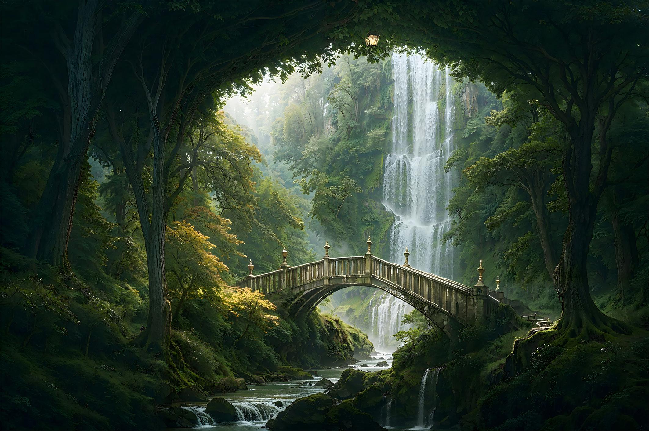 Фотообои флизелиновые Upstream Мост в лесу эльфов 180х120 см (S5KID-077/2)