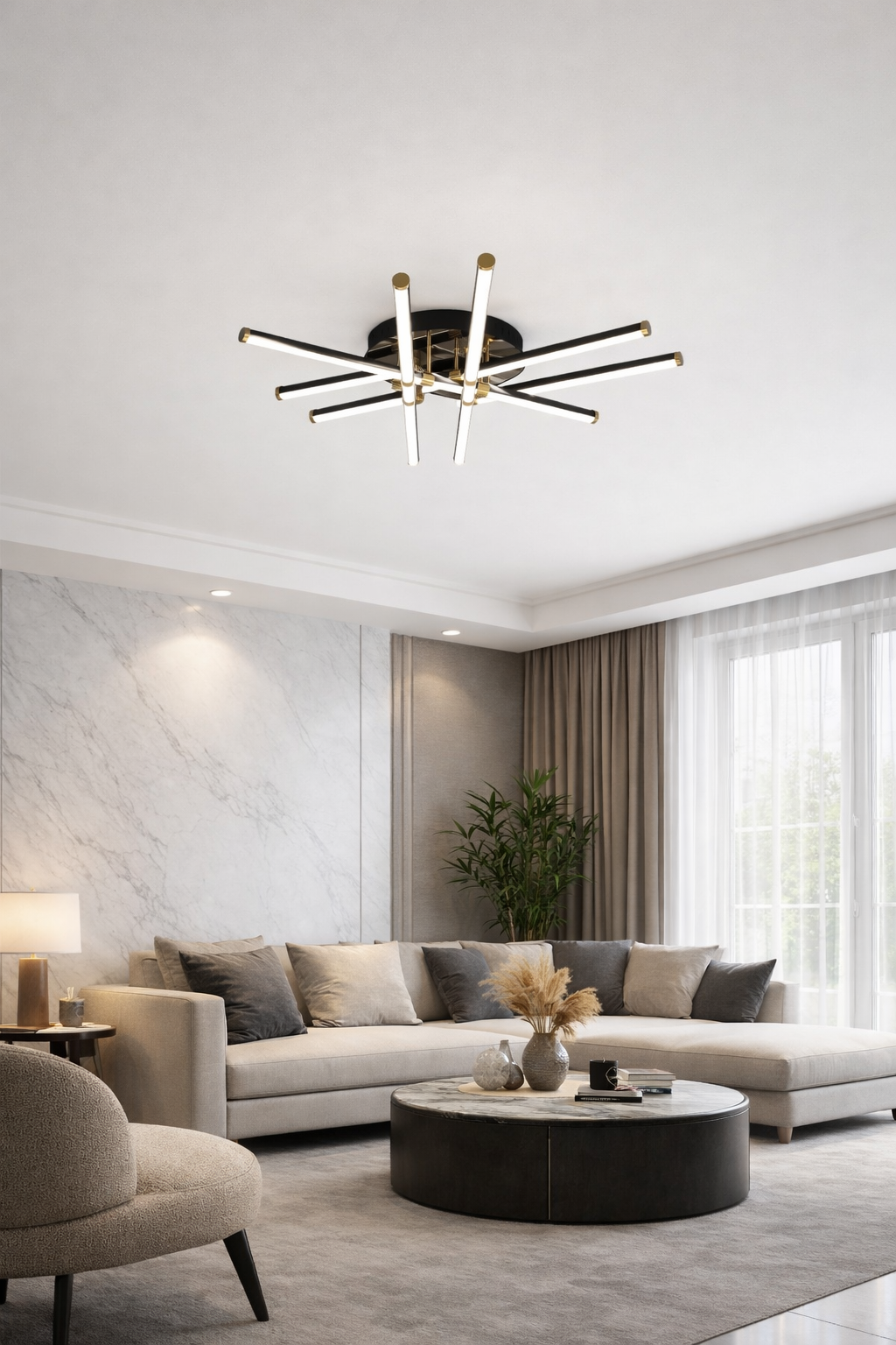 Люстра Parallel Energy Lux LED 3 режима 149W (20307/6-1000 BK+GD)