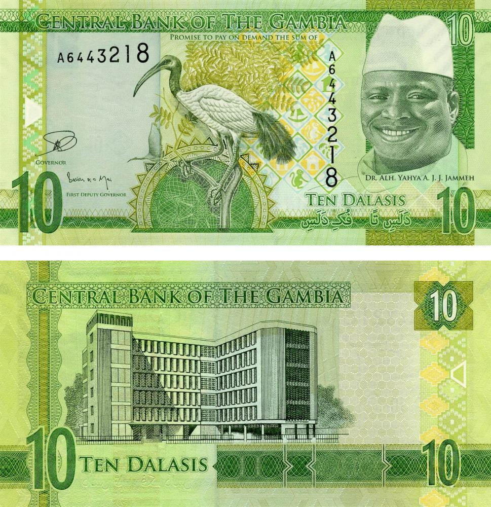Коллекционная банкнота Гамбия 10 даласи 2016-2017 UNC P32 (Б07226)