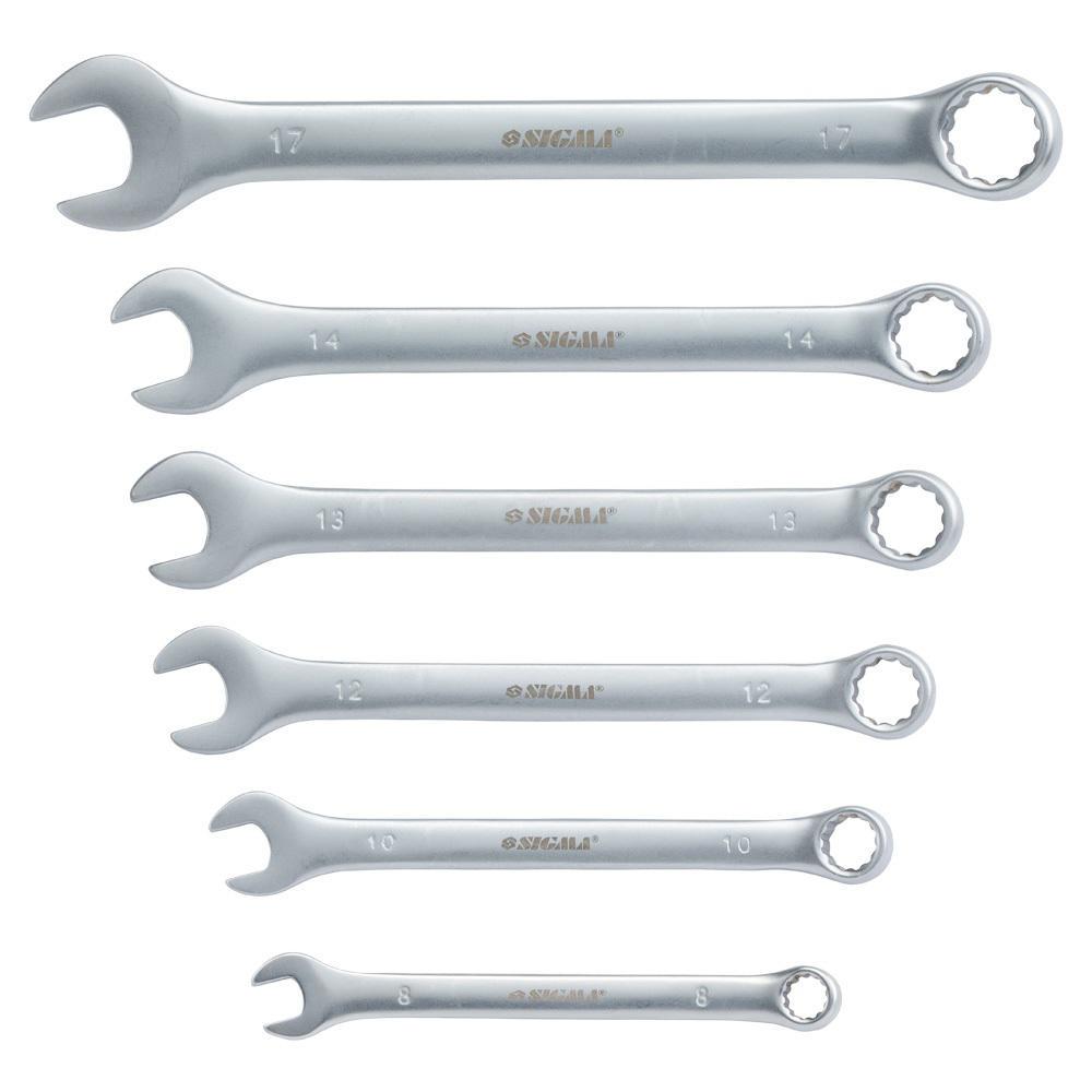 Ключи рожково-накидные CrV satine Sigma 8-17 мм 6 шт. (6010101)