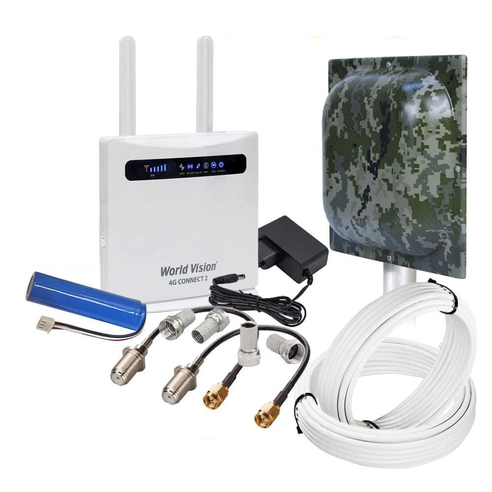 Інтернет-комплект з Wi-Fi роутером 4G World Vision 4G CONNECT 2 і антена 4G LTE MIMO T800 Мілітарі (1905720899) Інтернет-комплект з Wi-Fi роутером 4G World Vision 4G CONNECT 2 і антена 4G LTE MIMO T800 Мілітарі (1905720899)