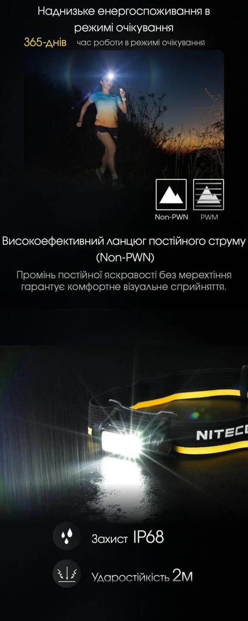 Ліхтар налобний Nitecore NU43 USB Type-C з датчиком наближення (010214) - фото 4 Ліхтар налобний Nitecore NU43 USB Type-C з датчиком наближення (010214) - фото 4