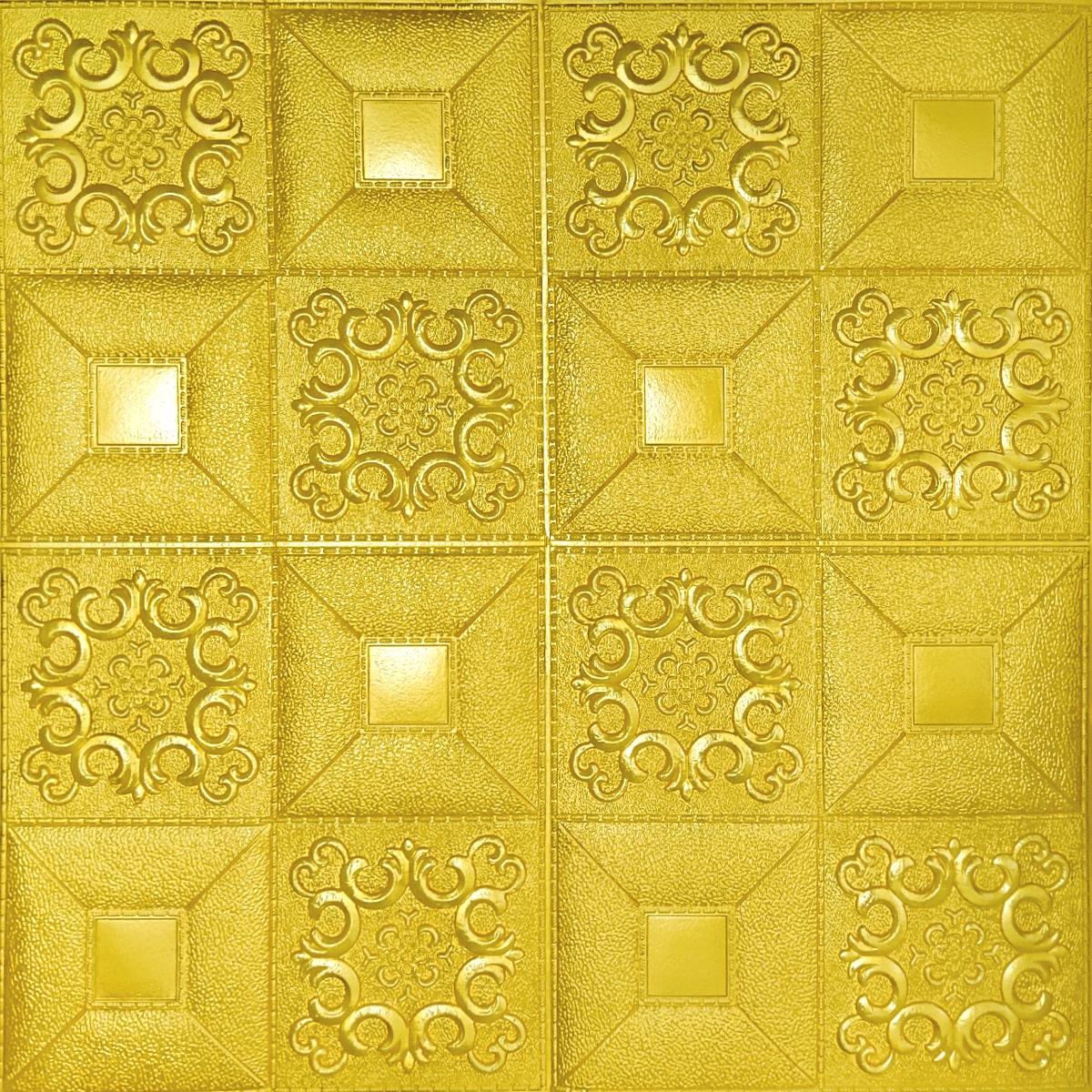 Панель самоклеящаяся 3D Sticker Wall SW-00001466 700х700х5 мм Золотой